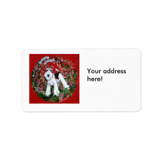 Étiquette de adresse de Noël Fox Terrier