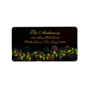 Étiquette de adresse de Noël Holly Flourish
