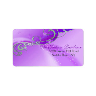 Étiquette de adresse de Noël Purple & White Swirl
