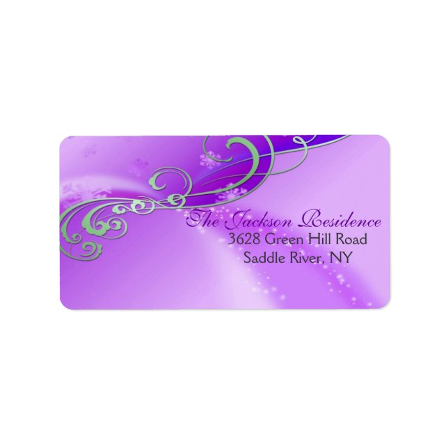 Étiquette de adresse de Noël Purple & White Swirl (Devant)