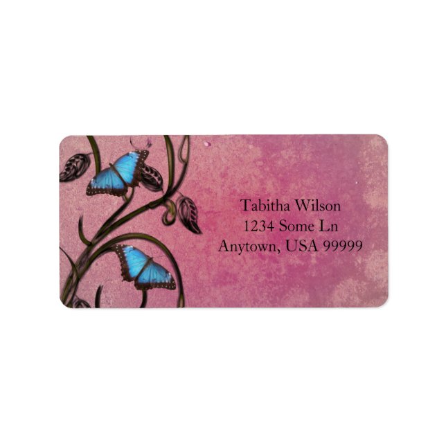 Étiquette de adresse de paire papillon magenta (Devant)