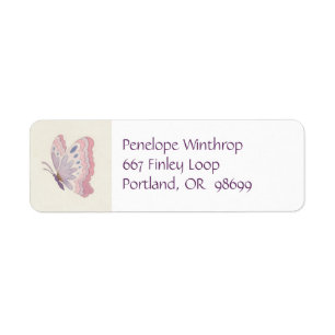 étiquette de adresse de papillon Rose de Lavender