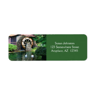 Étiquette de adresse de peinture d'étang de roue