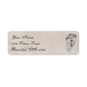 Étiquette de adresse de plage vintage Ocean Jellyf