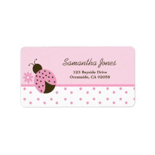 Étiquette de adresse de point tendance Pink Ladybu