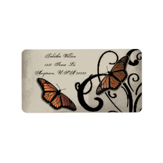 Étiquette de adresse de remous de papillon d'onyx