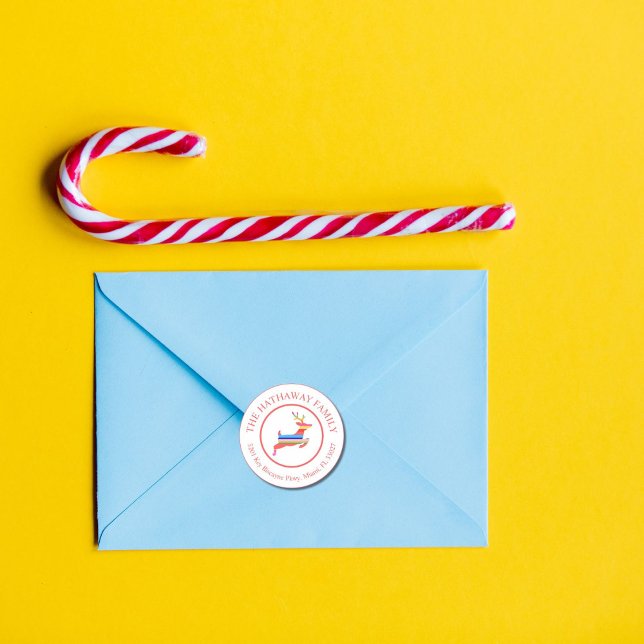 Étiquette de adresse de rennes rayés de Noël (Créateur téléchargé)