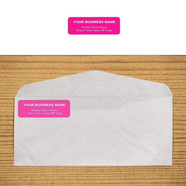 Étiquette de Adresse de Retour d'Affaires Rose Bas (Plain text pink business return address label on envelope)