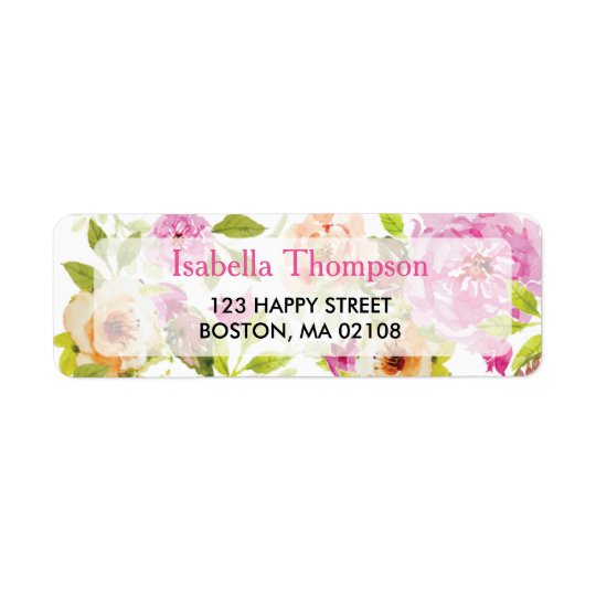 Étiquette de adresse de retour de fleurs