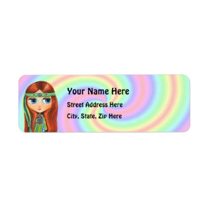 Étiquette de adresse de retour de hippie de paix