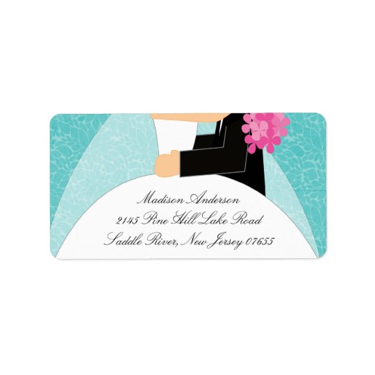 Étiquette de adresse de retour de jeune mariée et