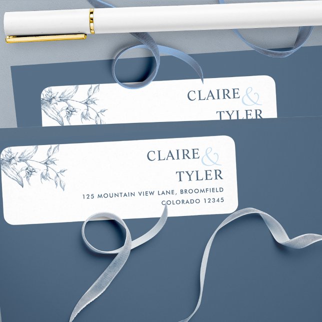 Étiquette de Adresse de Retour de Mariage Bleu Chi (Créateur téléchargé)