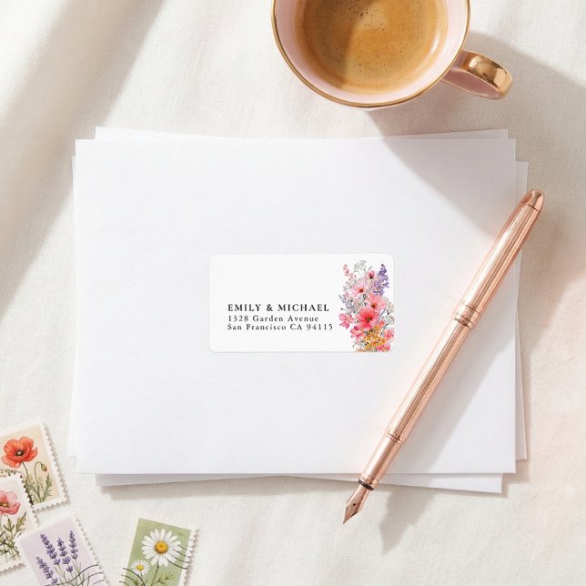 Étiquette de Adresse de Retour de Mariage de Fleur (Créateur téléchargé)
