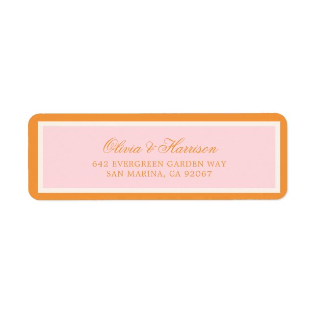 Étiquette de Adresse de Retour de Mariage Élégant  (Devant)