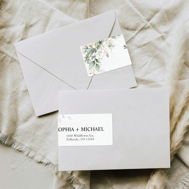 Étiquette de Adresse de Retour de Mariage Élégante (Créateur téléchargé)