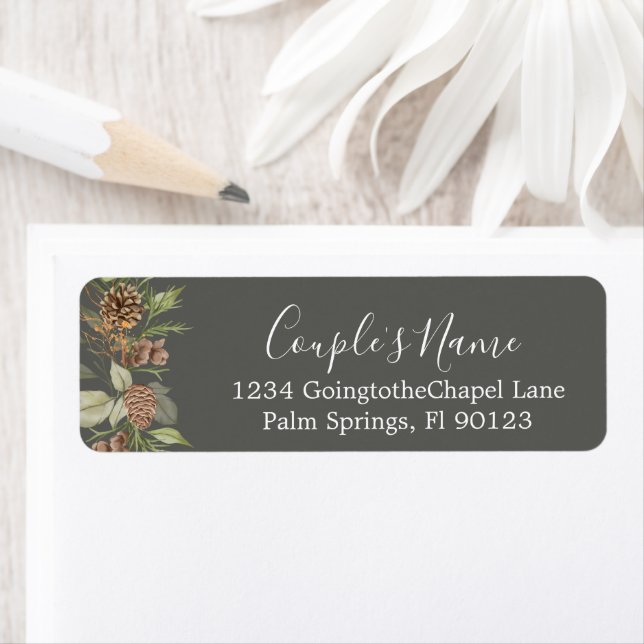 Étiquette de Adresse de Retour de Mariage Gris Élé (En situation)