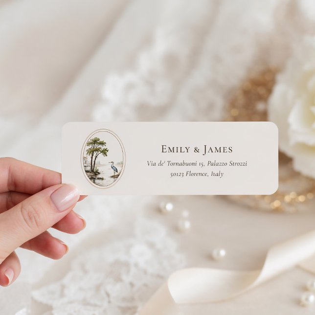 Étiquette de Adresse de Retour de Mariage Héron Fr (Créateur téléchargé)