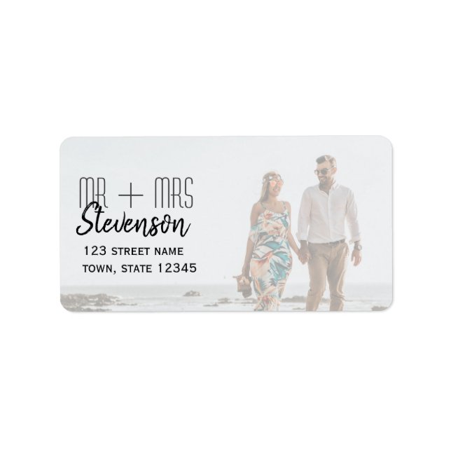 Étiquette de Adresse de Retour de Mariage Photo Mo (Devant)
