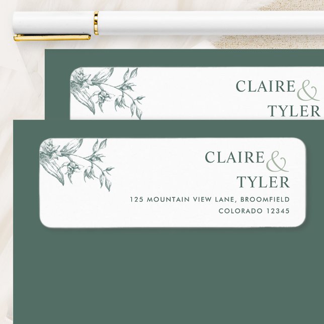 Étiquette de Adresse de Retour de Mariage Vert Chi (Créateur téléchargé)