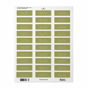 Étiquette de Adresse de Retour de Mariage Vert Oli