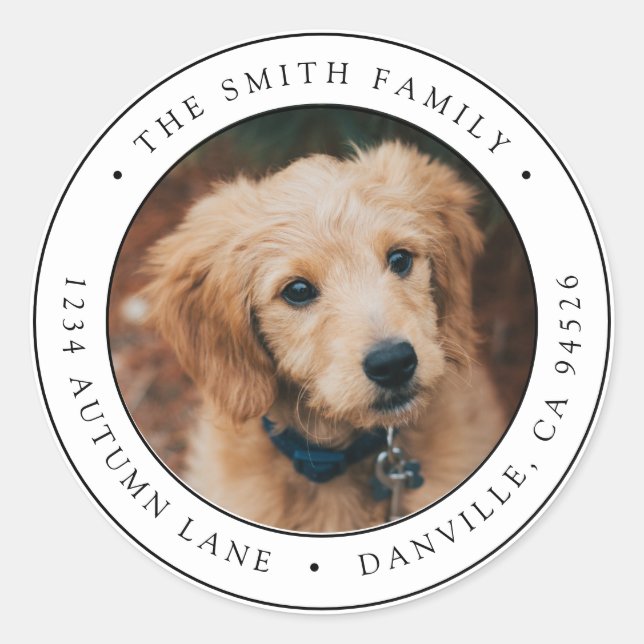 Étiquette de adresse de retour de photo ronde pers (Devant)