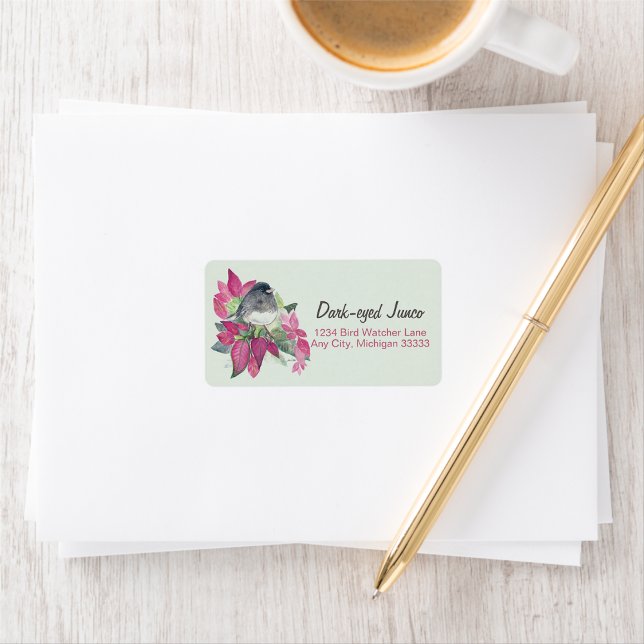 Étiquette de Adresse de Retour en Aquarelle de Jun (Dark Eyed Junco Watercolor Return Address Label)