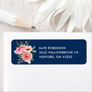 Étiquette de adresse de retour florale élégante