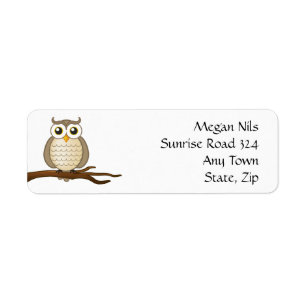 Étiquette de adresse de retour mignon du hibou