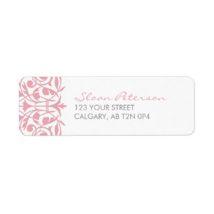 Étiquette de adresse de rose de motif de damassé