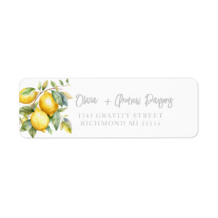Étiquette de adresse de script de citrons d'aquare
