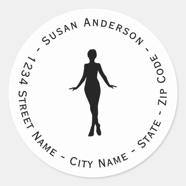 Étiquette de adresse de silhouette de femme sculpt (Devant)