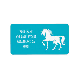Étiquette de adresse de silhouette de licorne de