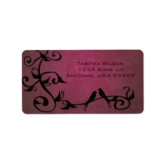 Étiquette de adresse de tourbillons Magenta Grunge (Devant)