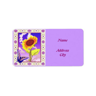 Étiquette de adresse de tournesol encadré