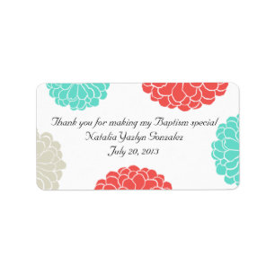 Étiquette de adresse de turquoise et de fleur de