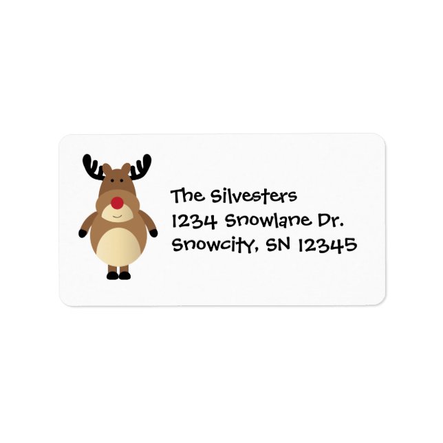 Étiquette de adresse de vacances Cartoon Reindeer (Devant)