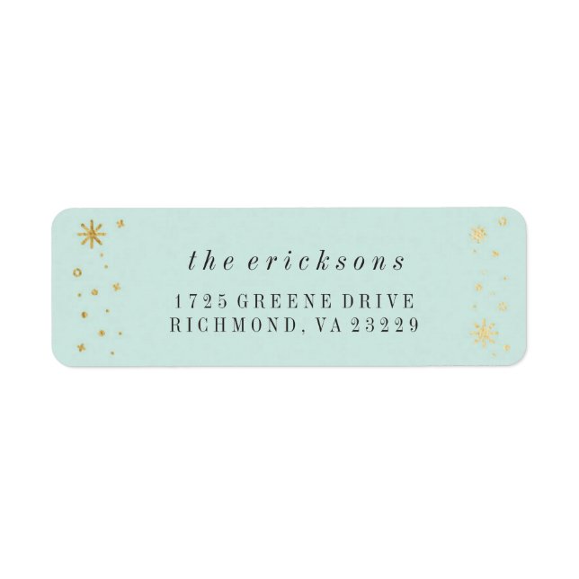Étiquette de adresse de vacances Gilded Joy Mint & (Devant)