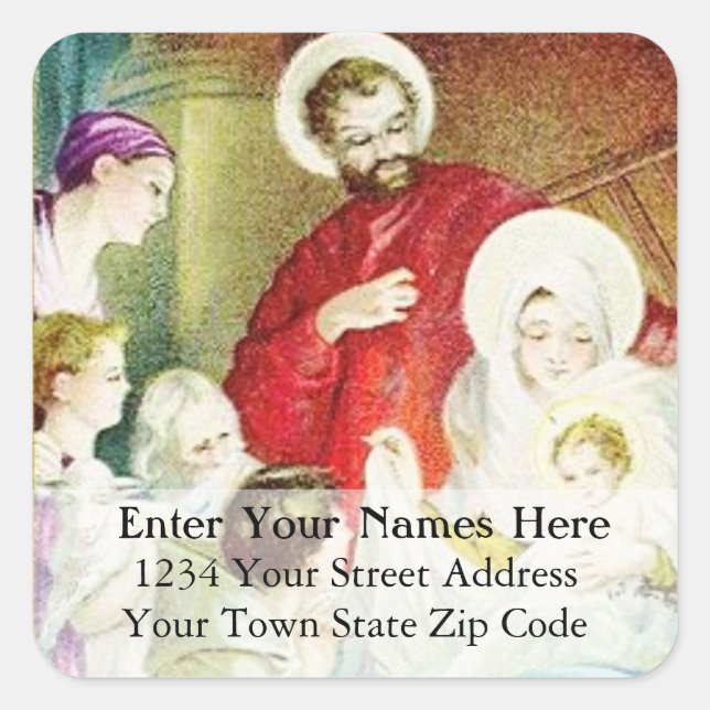 Étiquette de adresse de voeux de Noël de la Nativi (Devant)