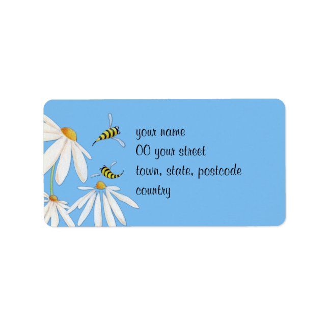 Étiquette de adresse des marguerites d'abeilles (Devant)