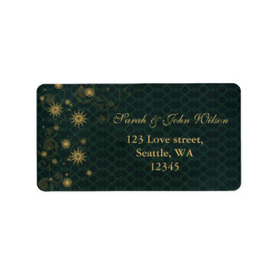 étiquette de adresse d'hiver de Snowflakes en or v