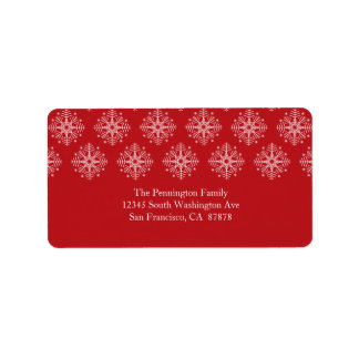 Étiquette de adresse d'hiver élégant rouge + blanc