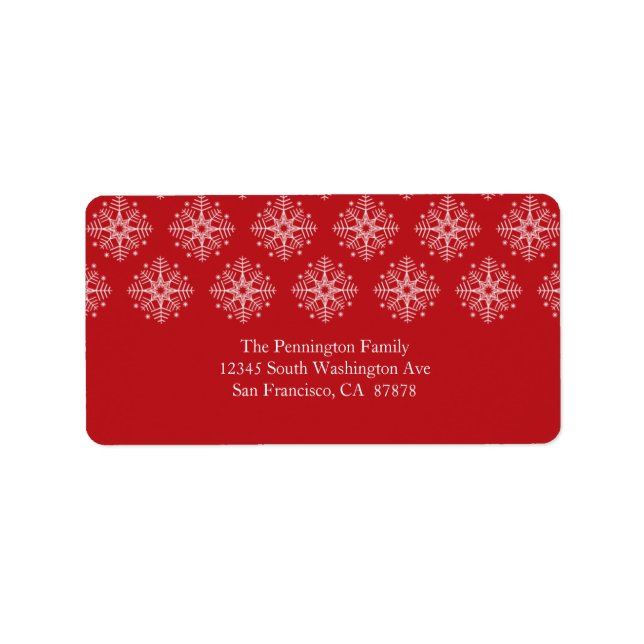 Étiquette de adresse d'hiver élégant rouge + blanc (Devant)