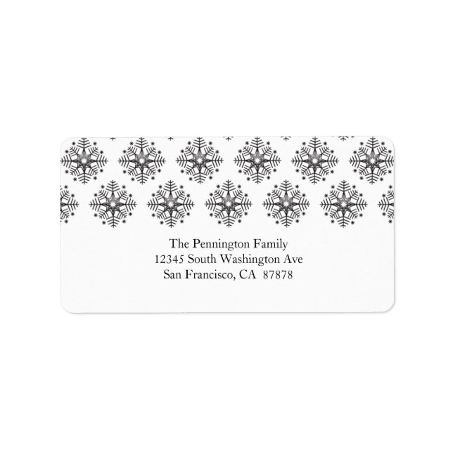 Étiquette de adresse d'hiver noir + blanc (Devant)