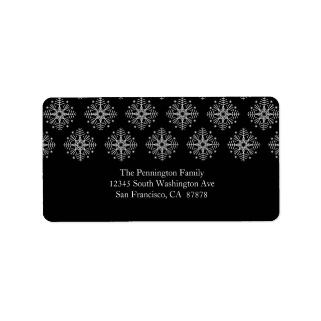 Étiquette de adresse d'hiver noir + blanc (Devant)