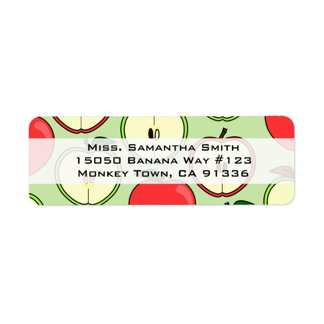Étiquette de adresse d'impression demi-pomme verte (Devant)