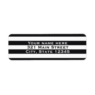 Étiquette de adresse d'invitation à rayures noir e