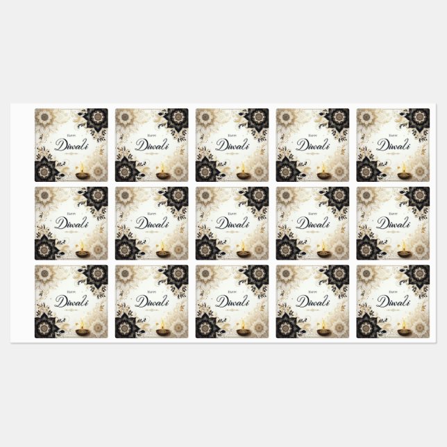 Étiquette de adresse Diwali avec Elegant Floral &  (Feuille)