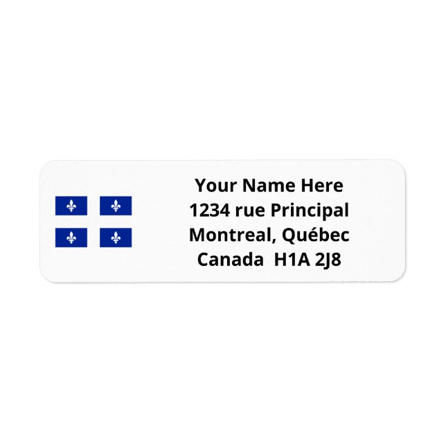 Étiquette de adresse drapeau de la province de Qué (Devant)