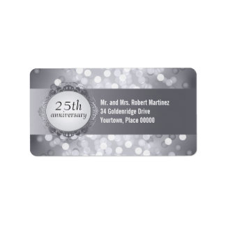 Étiquette de adresse du 25e anniversaire de Silver