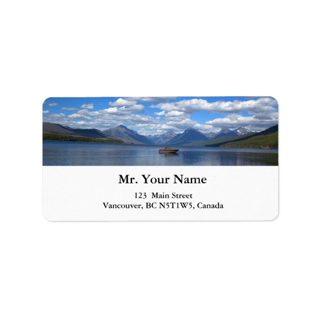 Étiquette de adresse du parc national glaciaire. (Devant)